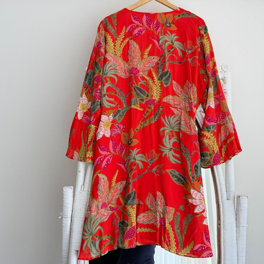 Spartina 449 Wrap Dress XXL Orange Floral Print Rosalee Tropical Vacation Resort - Picture 4 of 11
